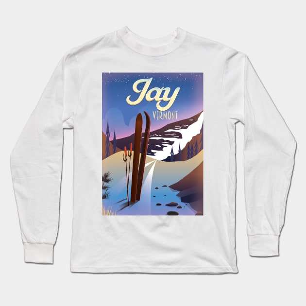 Jay Vermont USA ski poster Long Sleeve T-Shirt by nickemporium1